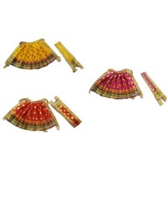Salvus APP SOLUTIONS Divine Lehenga Chunari Dress for Devi MATA Statue Grace and Elegance Combined Set of 3 Yellow Red and Pink