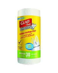 Tuff Stuff Durable Stretchable Garbage Bag With Handle 30 Bags Medium White 51x60cm