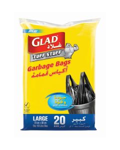 Tuff Stuff Garbage Bag Large Black Handle Tie 110L 20 Bags