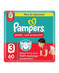Rash Protection Size 3 Pants Diapers 6-11 Kg Mega Pack 60 Count