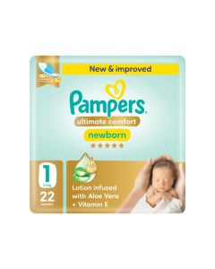 Premium Care Newborn Taped Diapers, Size 1, 2-5kg, Softest Absorption for Ultimate Skin Protection, 22 Count