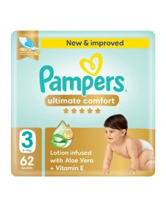 Ultimate Comfort Taped Diapers, Size 3, 6-10kg, Mega Pack, 62 Count