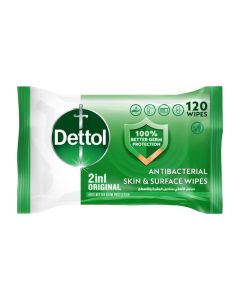 Dettol Original 2 in 1 Antibacterial Skin and Surface Wipes, 120