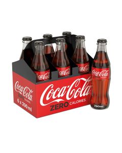 Zero Calories Carbonated Soft Drink Glass Bottle 290ml Pack of 6