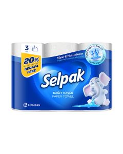 Super Absorbent Kitchen Paper Towel 80 Sheets x 3Ply, Pack of 3 Rolls