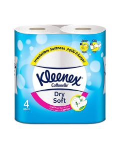 Dry Soft Toilet Tissue Paper, 2 PLY, 4 Rolls x 200 Sheets, Embossed Bathroom Tissue with a Touch Of Cotton White