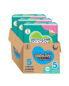 Compressed Diamond Pad Diaper, Size 5, Junior, 14-23 Kg, Giant Box, 198 Diapers