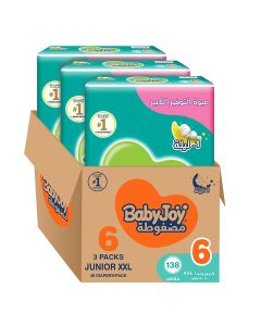 Compressed Diamond Pad Diaper, Size 6, Junior XXL, 16-25 Kg, Giant Box, 138 Diapers
