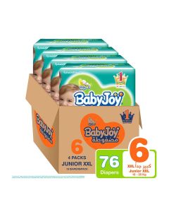 Baby Diapers, Size 6, 16 - 25 Kg, 76 Count (19 x 4) - Junior XXL, Compressed, Breathable Material, Perfect Fit, Navel Cut