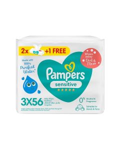 Sensitive Baby Wipes, Pack of 2+1 Free, 168 Wipes