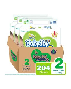 Baby Diapers, Size 2, 3.5 - 7 Kg, 204 Count (68 x 3) - Small