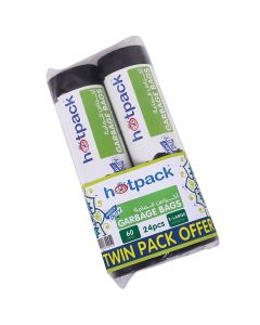 24-Piece Heavy Duty Garbage Roll X-Large 60 Gallon Black 95x120cm