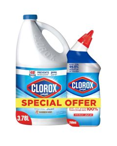 Original Liquid Bleach Toilet Cleaner And Whitest Whites Clorox 3780+709ml