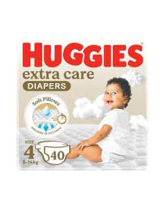 Huggies Extra Care Baby Diapers, Size 4 (8-14 kg), Value Pack, 40 Diapers