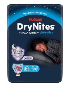 Huggies DryNites Pyjama Pants, 3-5 years, Bed Wetting Diaper, Boy, 16-23 kg, Jumbo Pack, 16 Pants