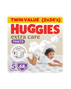 Huggies Extra Care Baby Culottes, Size 5 (12-17 kg), Mega Pack, 68 Diaper Pants