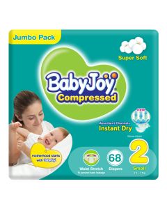2X Compressed Diamond Pad Diaper, Size 2, Small, 3.5-7 Kg, Jumbo Pack, 68 Diapers