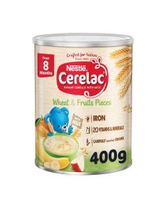 Cerelac Infant Cereal Tin With Wheat And Fruits Pieces 400grams