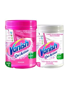 Vanish Oxi Action Stain Remover Powder 500g for Coloured & White Clothes + Vanish Oxi Action Stain Remover Powder 450g for Whites