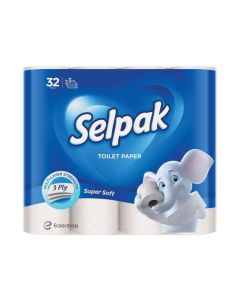 Super Soft Embossed Toilet Paper 140 Sheets x 3Ply, 17 GSM, Pack of 32 Rolls