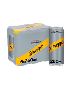 Soda Water Carbonated Drink Can 250ml Pack of 6