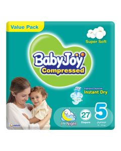 Compressed Diamond Pad Diaper, Size 5, Junior, 14-23 Kg, Value Pack, 27 Diapers