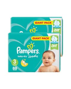 Pack Of 2 Baby-Dry Diapers, Size 3, Midi, 6-10 kg, 88 Count