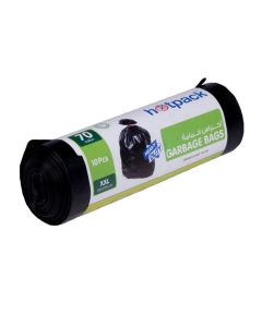 10-Piece Heavy Duty Garbage Bags Roll 70 Gallon Black 105x130cm
