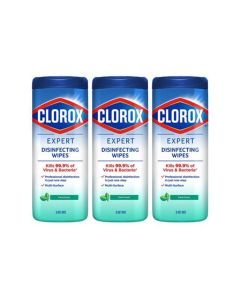 Expert Disinfecting Wipes Fresh Scent With Moisture Lock Lid, Multi-Surface Bleach Free Cleaning Wipes, 30 Wet Wipes, Bundle Pack of 3 Special Offer White
