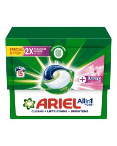 Floral Breeze All-In-1 Pods, 15 Count, Laundry Detergent Pods Cleans, Lifts Stains And Brightens Multicolour 15 Tablets