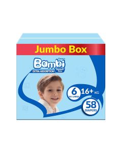 Baby Diapers Jumbo Box Size 6, XX Large +16 KG, 58 Count