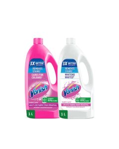 Vanish Liquid Fabric Stain Remover 1L for Coloured & Whites + 1L FREE for White Clothes multicolour 1Liters