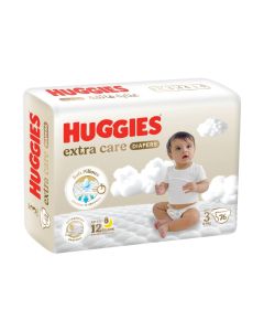 Huggies Extra Care Baby Diapers, Size 3 (5-9 kg), Jumbo Pack, 76 Diapers