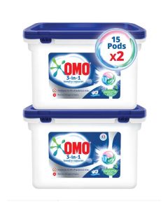 3-In-1 Laundry Capsules Eucalyptus Stain Removal Detergent 15 Pods Pack Of 2 450.0grams
