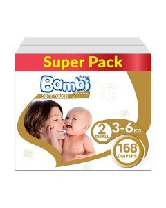 Baby Diapers Super Pack Size 2, Small, 3-6 Kg, 168 Count