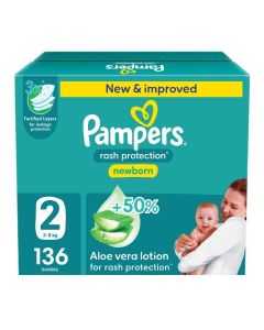 Rash Protection Taped Diapers Size 2 ( 3-8Kg) Jumbo Box - 136 Count