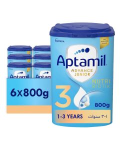 Advance Junior 3 Growing Up Formula Milk From 1-3 Years, Easy To Use Pack Vanilla 800grams Pack of 6