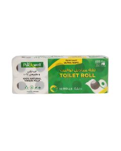 Packwell 2ply Toilet Roll 400 Sheet Pack Of 10 Pcs Rolls Softness Bathroom Tissue Roll white