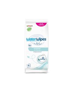 WaterWipes Sensitive+ On The Go Wipes, 28 Count (1 Pack), 3-In-1 Cleans, Cares, Protects, 99.9% Water, Unscented Wet Wipes