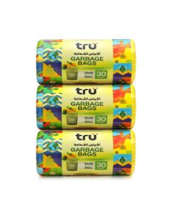 Pack of 3 - Lemon Scented Garbage Bags Compact Roll, 10 Gallon, 54x60cm, Small (Office bins) - 30 Bags x 3 yellow