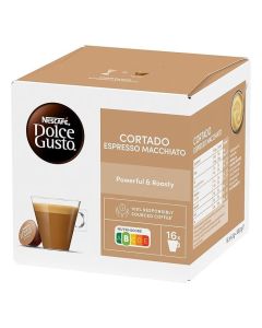 Dolce Gusto Cortado Espresso Macchiato 16 Coffee Capsules Cortado 100.8grams Single