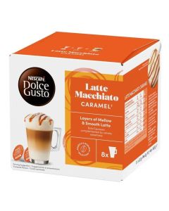 Dolce Gusto Caramel Latte Macchiato 16 Coffee Capsules Caramel 145.6grams Single