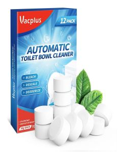 Vacplus Toilet Bowl Cleaner Tablets 12 PACK, Automatic Toilet Bowl Cleaners with Bleach for Deodorizing and Descaling, Bathroom Cleaner Against Tough Stains