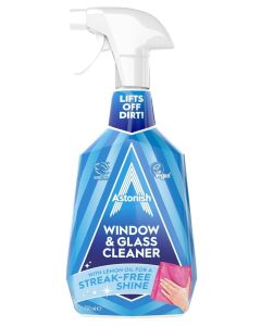 Astonish Window & Glass Cleaner Trigger Spray 750ml with Lemon Oil, Streak-Free Shine Formula, Lifts Dirt from Windows, Mirrors & Glass Surfaces, Vegan & Cruelty Free Household Cleaner