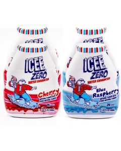 ICEE Zero Calorie Liquid Water Enhancer Flavor Drops - Cherry and Blue Raspberry - 1.62 Fl Oz (48 mL) - Pack of 4