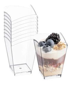Clear Mini Square Plastic Cups - 3.5 oz (Pack of 12) - Premium Disposable Dessert & Cocktail Party Pack Perfect for Entertaining & Events
