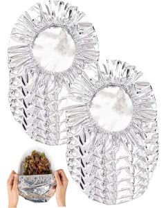 TERXA Aluminum Foil Fresh Keeping Bag / Reusable Aluminum Foil Insulation Food Cover / Oil Proof Durable Fresh Keeping Wrap For Kitchen & Fridge / Adjustable Fresh Food Storage Lid (Pack of 10 PCs)