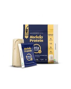 Horlicks Protein Powder, Unflavoured, 1 Kg (28 Sachets) with 79% Fermented Yeast Protein, for Gut Health