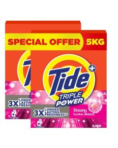 Tide Triple Power Floral Breeze, 2.5KG x 2, Laundry Detergent Powder