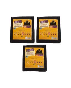 Enviro Guard Black Garbage Bags Large 55 Gallons (80 x 110 cm) – Heavy Duty Flat Type Trash Bags, Strong & Leak Resistant Bin Liners – 15 Bags per Pack, Pack of 3 (45 Bags Total)